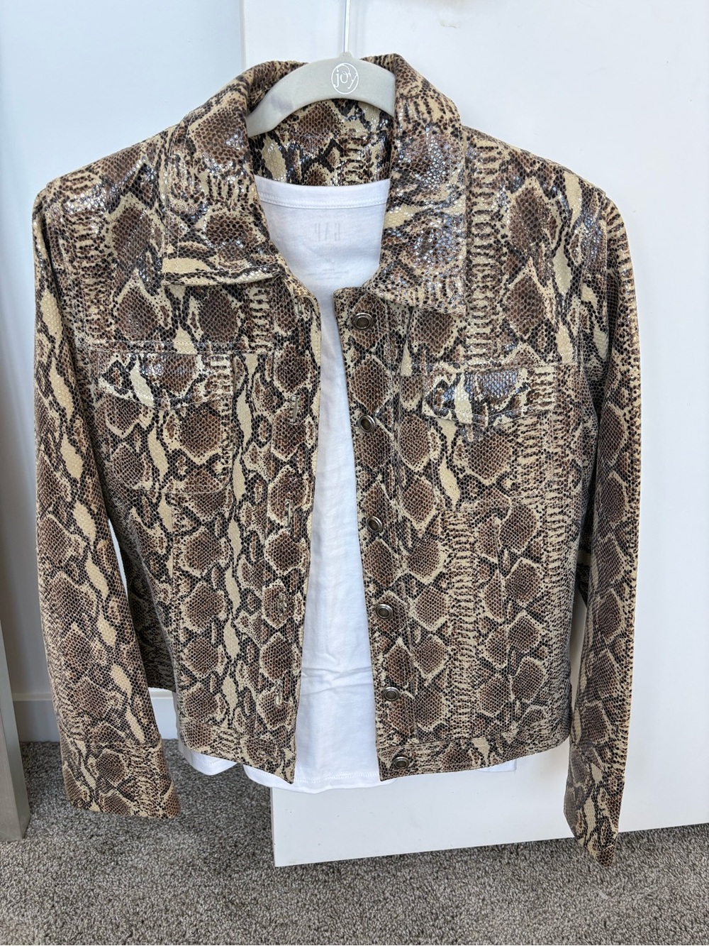 Python snakeskin print genuine leather jacket XS by Elements by Vakko $400